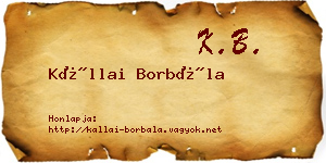 Kállai Borbála névjegykártya